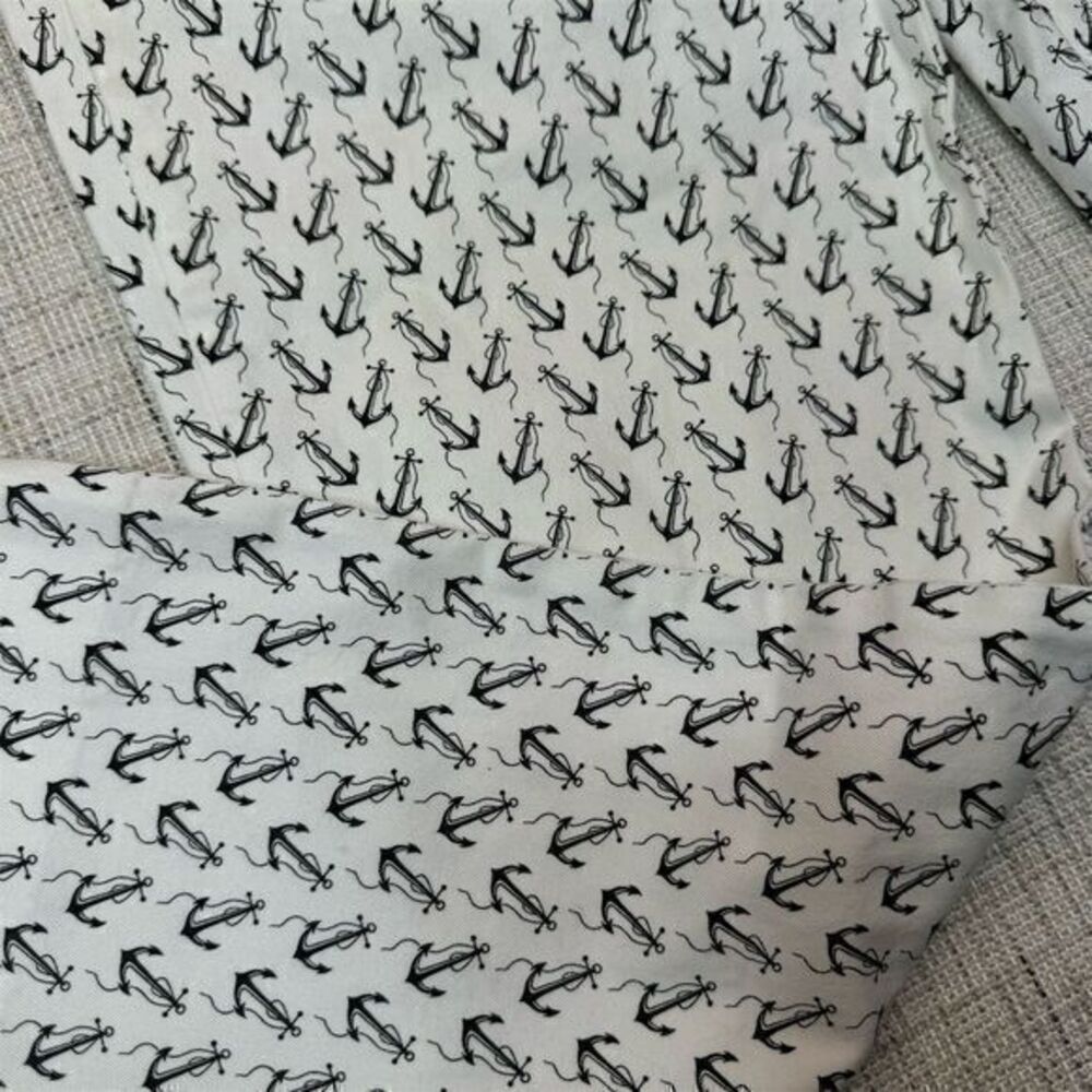 J. Crew Women's White Pants Black Anchor Nautical Pattern Size 8 - Picture 4 of 7